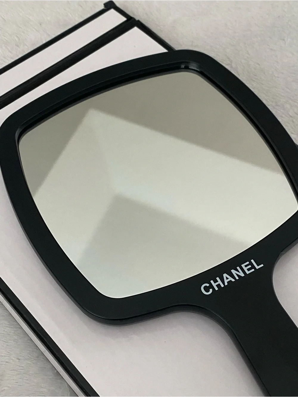 CHANEL Black Hand Mirror CC Logo